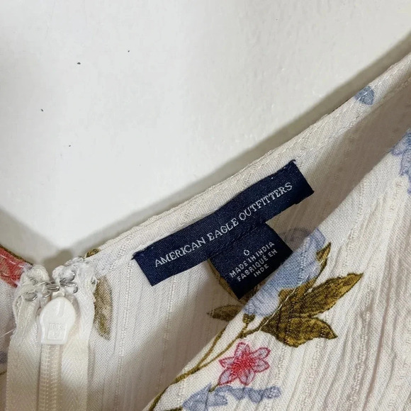 American Eagle White  Floral Wrap Front Wide Leg Jumpsuit - Picture 8 of 14